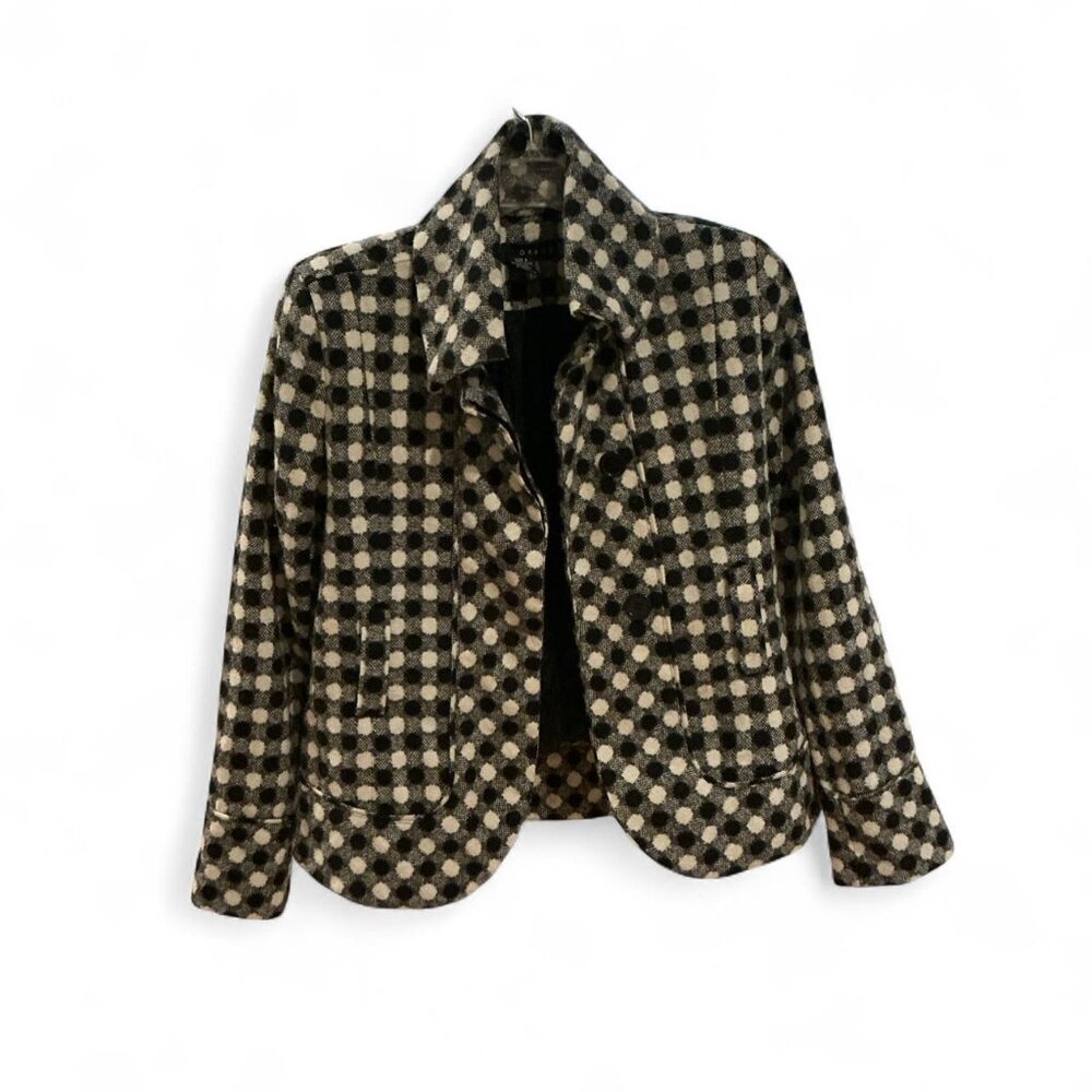 Vintage‎ Wool Blend Blazer Jacket Black White Quietly Luxury size 4